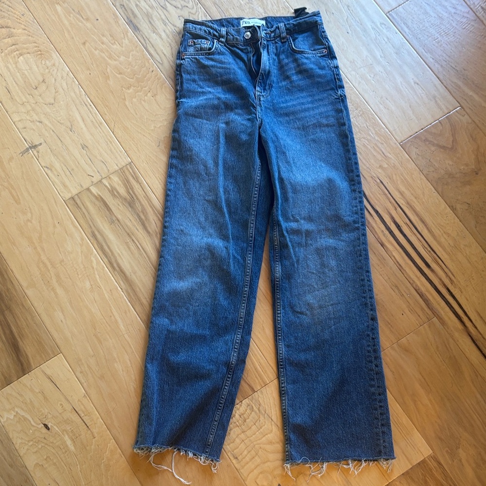 Zara Light Blue Straight Leg Jeans